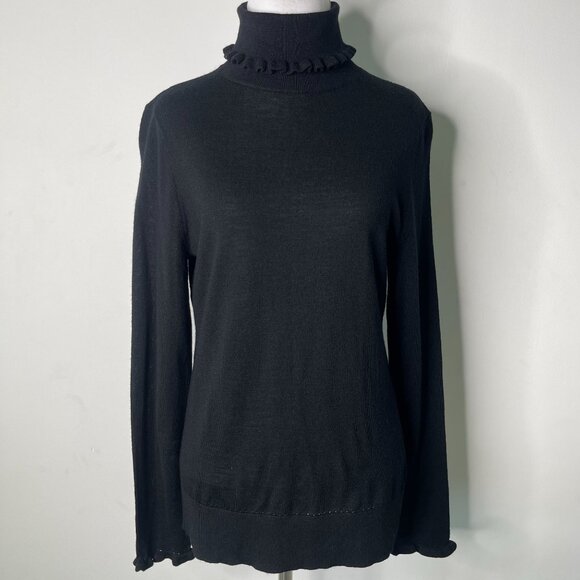 NWT Kate Spade Women's Black Bekki Turtleneck 100% Wool Sweater Size Large - Picture 1 of 11